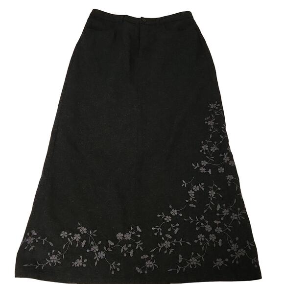Eddie Bauer Wool Skirt with Pockets Embroidered Floral 8 - Picture 1 of 6